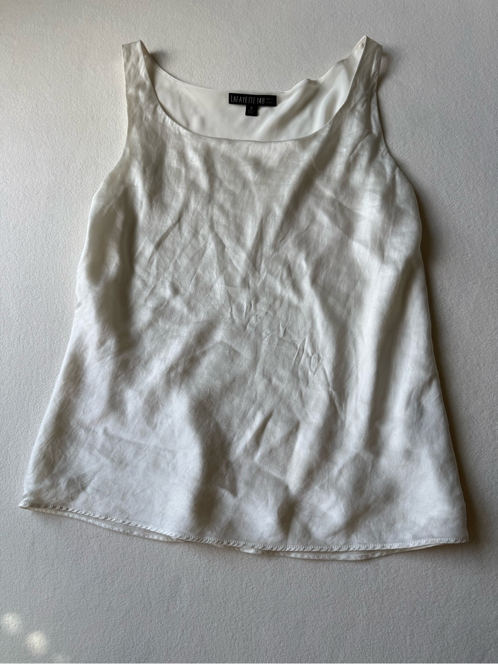 Lafayette 148 New York White Silk-Blend Scoop Neck Camisole